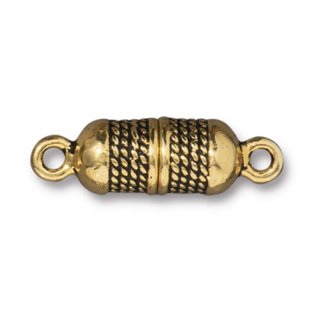 Застежка, 25х8мм, TierraCast, магнитная, с косичками, базовый материал - оловянный сплав, позолоченная с чернением, 1 шт.