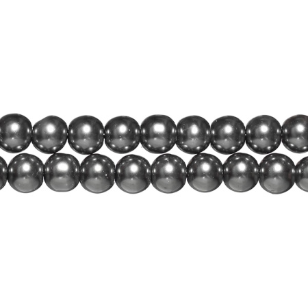 <p>
 Темно-серые стеклянные бусины с покрытием под жемчуг. Бусины могут немного отличаться по форме и размеру, быть слегка приплюснутыми у отверстия. Оттенок может немного отличаться от представленного на фотографии и от партии к партии. Цена за низку 78 см, около 105 шт.
</p>