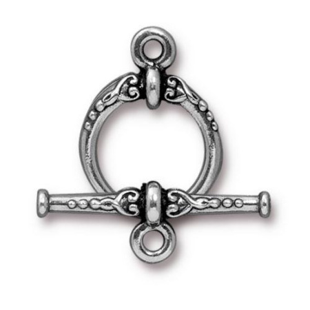 Застежка, 20х15мм, TierraCast, тогл, Наследие, базовый материал - оловянный сплав, под античное серебро с чернением, 1 шт.