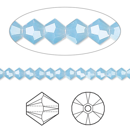 Бусина Swarovski, 4мм, Биконус (#5328), голубой опал (цвет 285), 10 шт.