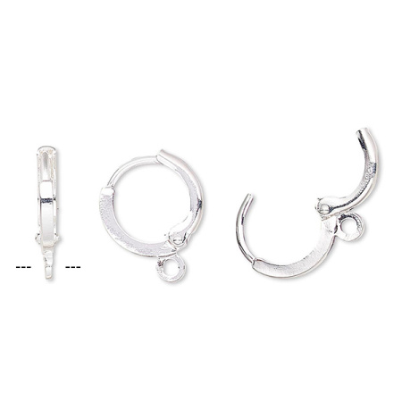 Швензы закрытые, 14х11мм, с французским замком, кольца с петелькой, базовый материал - латунь, посеребренные, пара