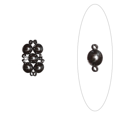 Застежка, 11.5х6мм, магнитная, шарик, базовый материал - латунь, вороненая сталь, 5 шт.