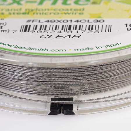 <p>Профессиональный ювелирный тросик Flex-Rite с нейлоновым покрытием. 49-жильный тросик премиум-класса. Цвет стальной (темно-серебристый). Оттенок может отличаться от фотографии и в разных поставках. Цена за катушку 30 футов (9.14 метра).</p>