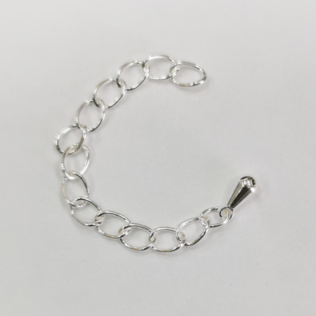 Цепочка-удлинитель с декоративной подвеской-капелькой, 5х3.3мм, Beadalon, витая, базовый материал - латунь, посеребренная, 4.5-6 см, 2 шт.