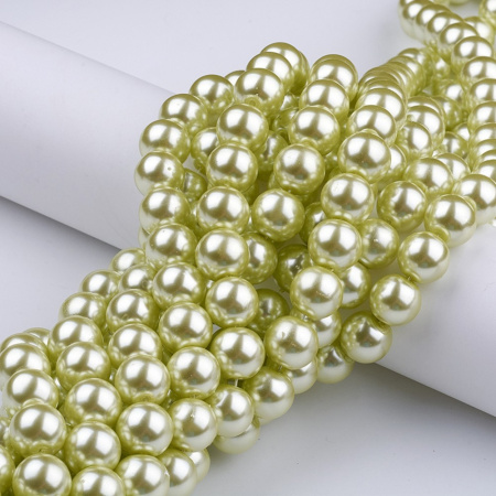 <p>
Стеклянные бусины с покрытием под жемчуг нежно-зеленого цвета. Бусины могут немного отличаться по форме и размеру, быть слегка приплюснутыми у отверстия. Оттенок может немного отличаться от представленного на фото. Цена за низку 80 см, около 70 шт.
</p>