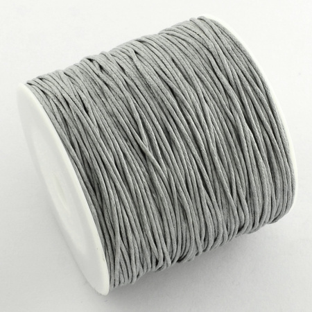 Шнур хлопковый вощеный, около 1мм, светло-серый, 84 метра, катушка