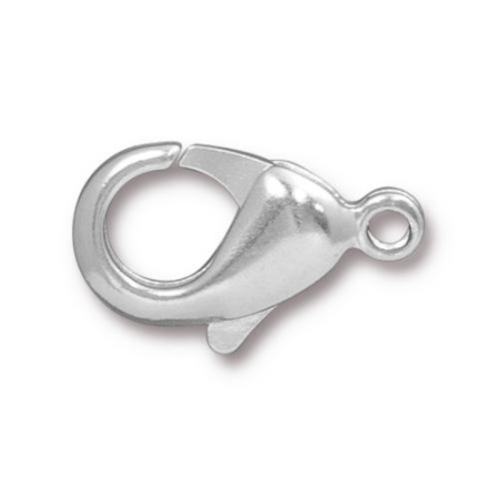 Застежка, 23х14мм, TierraCast, карабин, базовый материал - латунь, посеребренный, 1 шт.