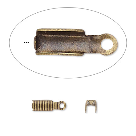Концевики, 11х3.5мм (ширина 2.5мм), обжимные, базовый материал - латунь, античные позолоченные (цвет - бронза), пара
