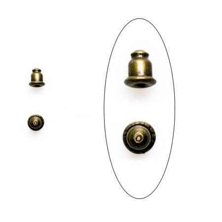 Застежки для пусет, 6х5мм, базовый материал - латунь, под бронзу, 5 грамм