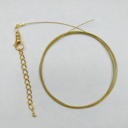 Набор для бус (колье, браслета), тросик цвета античное золото с позолоченными концевиками, карабином и удлинителем, базовый материал - сталь, 1 метр + 7 см