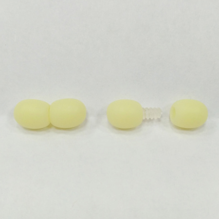 Застежка-концевик, 16х7мм, закручивающийся бочонок, базовый материал - пластик, бледно-желтого цвета, непрозрачный, матовый, 2 шт.