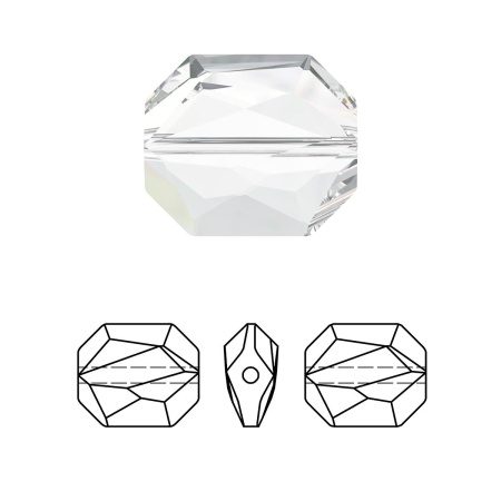 Бусина Swarovski, 10х8.5х4мм, прямоугольник Graphic (#5520), кристально-прозрачный (цвет 001), 1 шт.