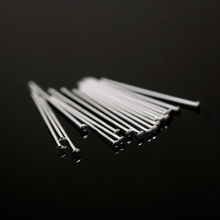 Пины со шляпкой, 20х0.511мм, Корея, базовый материал - латунь, родий, 2 грамма