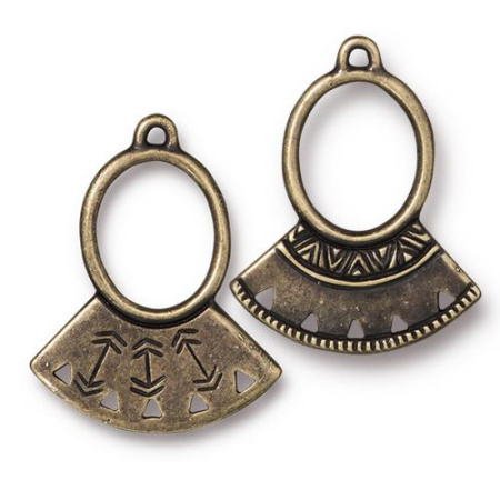 Коннектор, 29х23мм, TierraCast, на пять отверстий, этническое кольцо, базовый материал - оловянный сплав, бронзовое с чернением, 1 шт.