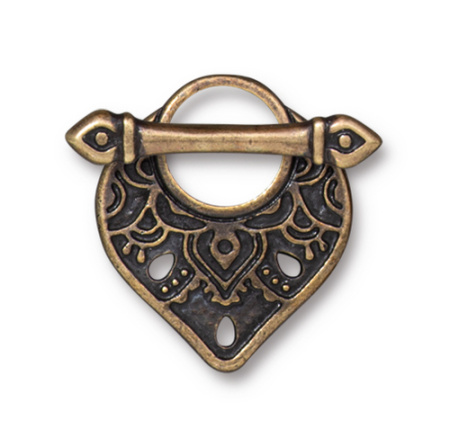 Застежка, 21.4х18.5мм, TierraCast, тогл, Храм, базовый материал - оловянный сплав, бронзовый с чернением, 1 шт.