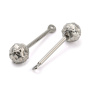<p>Основа - штанга для лэмпворка с текстурированным шариком и петелькой. Шарик скручивается. На штифт можно надевать различные бусины, меняя их так часто, как захотите. Расстояние между петелькой и шариком 10-12 мм. Диаметр шарика - 5 мм. Диаметр штифта - 1.1 мм. Диаметр петельки - 2.3 мм. Общая длина - 19 мм. Размеры могут немного отличаться от заявленных. Базовый материал - нержавеющая сталь марок 304 (штифт) и 316 (бусина). Сталь этих марок используется в пищевой и медицинской промышленности: не темнеет, не облезает, гиполаллергенная. Оттенок может отличаться от фотографии и в разных поставках. Эти подвески-основы отлично подходят для создания серег, кулонов, брелоков. Цена за 2 шт.
</p>