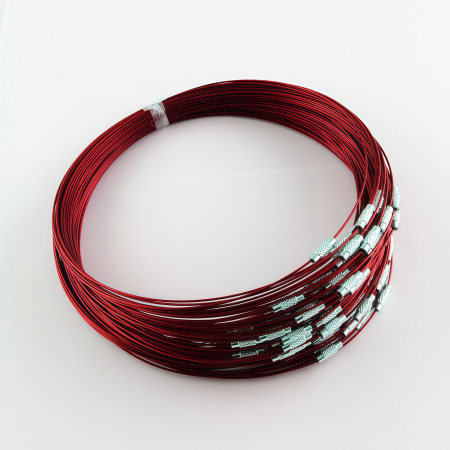 Основа для колье (чокер) с замком, 1мм, цвет тёмно-красный, 45 см, 5 шт.