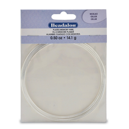 Проволока с памятью, 92х0.63мм, Beadalon, для колье, посеребренная, 14 грамм (ок.17 витков)