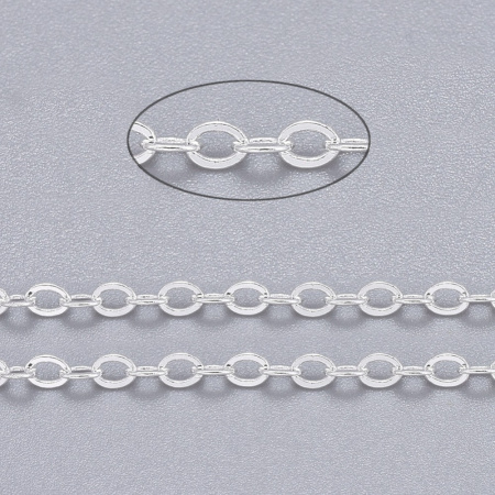 Цепочка отрезная (без замка), 2.6х2мм, базовый материал - латунь, серебристого цвета, 2 метра