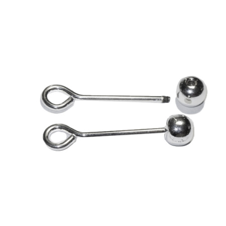 Штифт, 46мм, скручивающийся шарик, базовый материал - сталь, посеребренный, 1 шт.