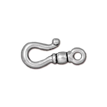 Застежка, 19.5х8мм, TierraCast, крючок лаконичный, базовый материал - оловянный сплав, посеребренный с чернением, 1 шт.