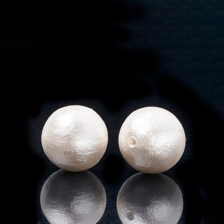 Бусина из хлопка, 8-9мм, хлопковый жемчуг, белый, 2 шт.