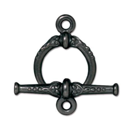 Застежка, 20х15мм, TierraCast, тогл, Наследие, базовый материал - оловянный сплав, вороненая сталь, 1 шт.