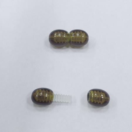 Застежка-концевик, 16х7мм, закручивающийся бочонок, базовый материал - пластик, цвет хаки, 2 шт.