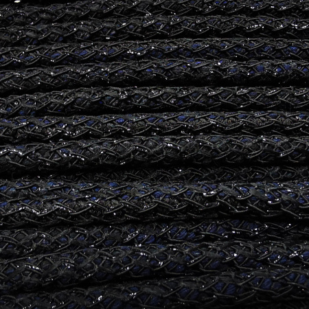 Шнур плетеный с сердечником c люрексом, около 8мм, полиэстер, черно-синий, 90 см, 1 шт.