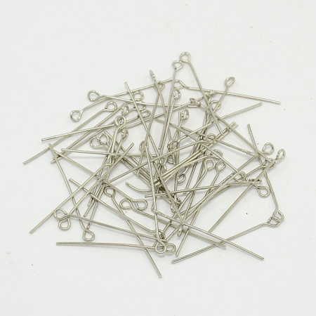 Пины с ушком, 30х0.723мм, базовый материал - железо, стального цвета, 10 грамм