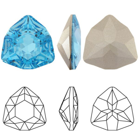Ювелирный кристалл Swarovski, Триллиант (#4706), 7мм, аквамарин, с фольгой, 2 шт.