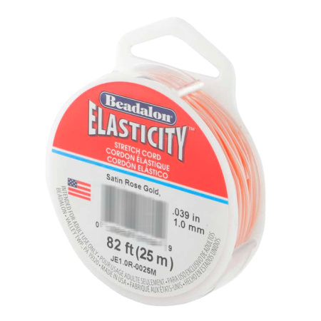 Нить - резинка для браслетов Beadalon Elasticity, 1мм, персиково-розовая, катушка, 25 метров