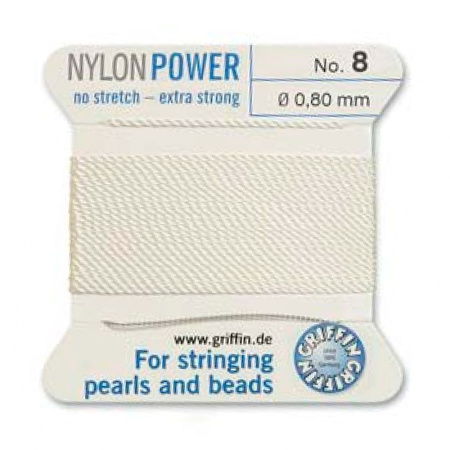<p>
Толстая и прочная нить Nylon Power из высококачественного нейлона, очень крепкая, не растягивается. Произведена компанией Griffin (Германия). К нити прикреплена проволочная иголочка. Идеально подходит для использования с жемчугом и натуральными камнями. Толщина около 0,8 мм. Оттенок может отличаться от фотографии и в разных поставках. Намотка может состоять из нескольких частей. Цена за моток 2 метра.
</p>