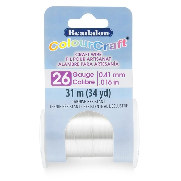 Проволока гибкая, 0.405мм, Beadalon ColourCraft, не темнеющая, посеребренная, катушка, 31 метр <p>Качественная не темнеющая толстая проволока для создания украшений и других видов рукоделия Beadalon ColourCraft wire. Базовый материал - медь, покрытие - серебро 925 пробы. Оттенок может отличаться от фотографии и в разных поставках. Толщина 26 gauge (около 0.405 мм). Намотка может состоять из нескольких частей. Цена за катушку 31 метр.</p>